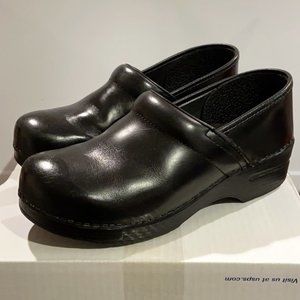 Dansko Black Leather Professional Clogs